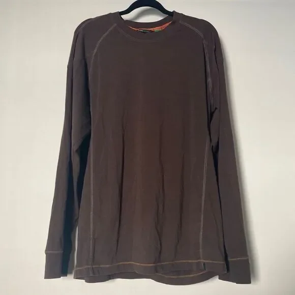 NORTH END SPORT Long Sleeve Organic Cotton Athletic Top - Brown XL - Picture 1 of 5